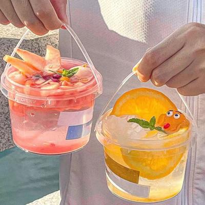 10Pcs Plastic Drink Buckets with Lids And Handles Party Cups for Cocktails