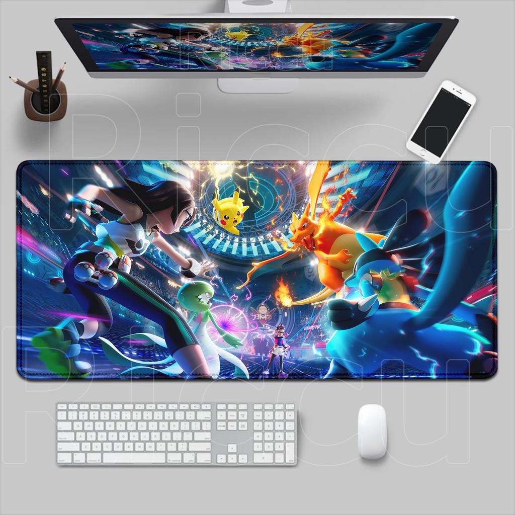 Pokemon Lucario Mouse Pad Non-slip Rubber Gaming Desk Mat Laptop Game XXL Keyboard Mice Mat Cabinet 900x400mm Mousepad HD Carpet