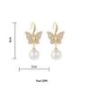 Elegant Butterfly Pearl Dangle Earrings with Ear Hooks - Gentle and Luxurious Design