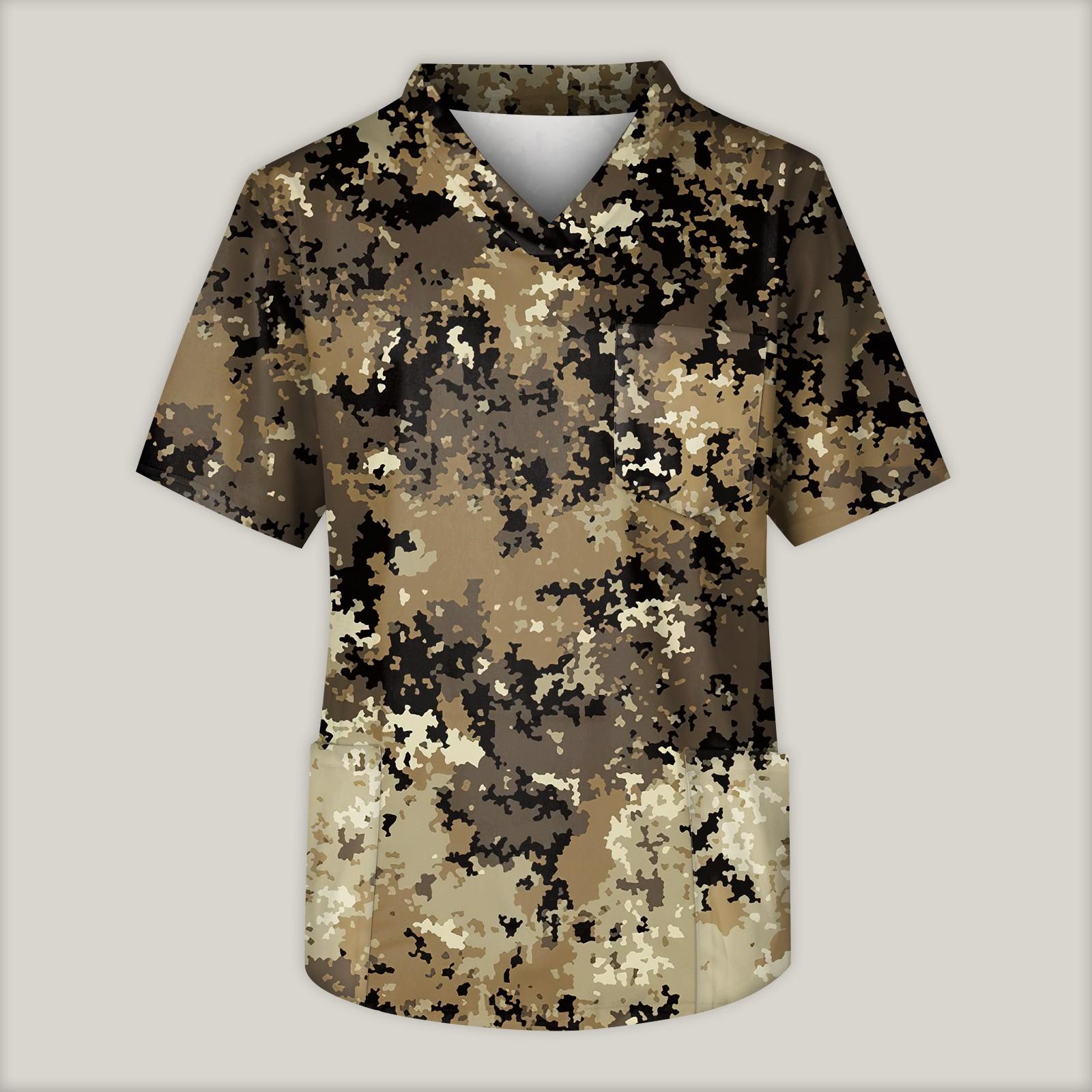 

Чоловіча робоча блуза з коротким рукавом і V-подібним вирізом, нагрудна кишеня для догляду M хакі