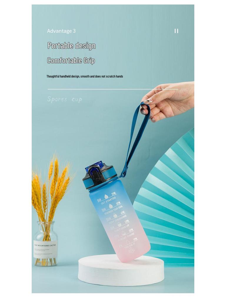 Botella de agua esmerilada degradada sin BPA con pajita – Vaso portátil Bounce para estudiantes