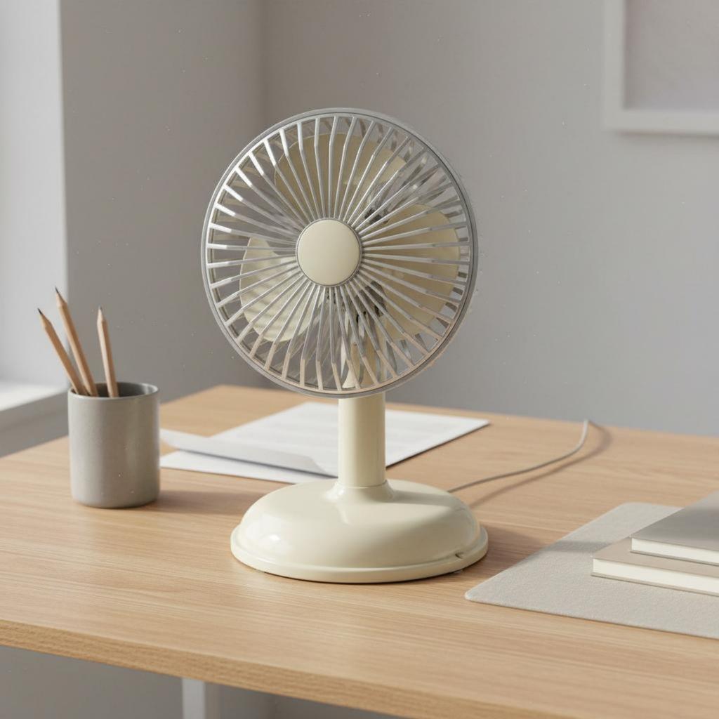 Retro Desk Fan Adjustable Angle Battery-Powered Table Fan Quiet Functioning for Office