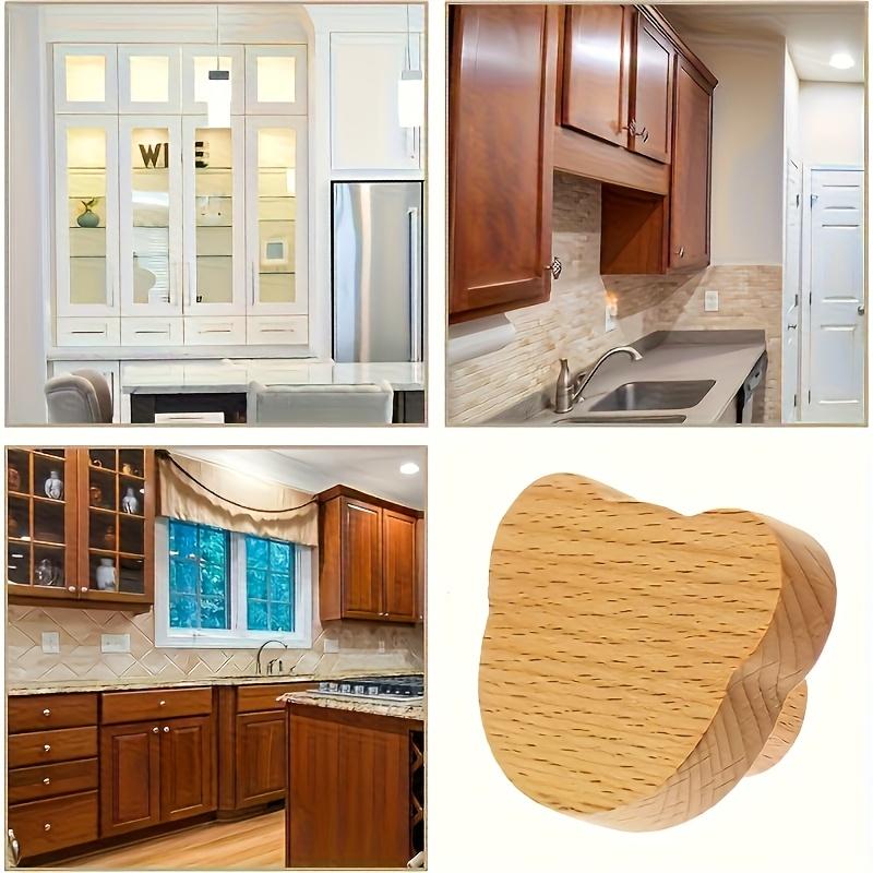 WTEMPO Teddy Bear Head/Heart Shaped Wooden Cabinet Handles Beech Drawer Handles DIY Wardrobe/Door Handle with Screws Furniture Hardware Accessories
