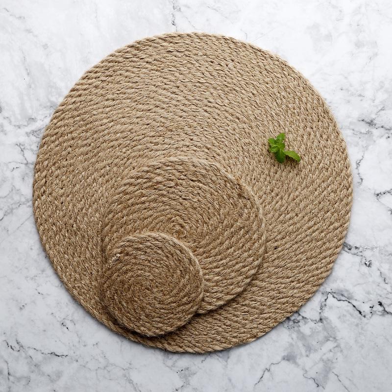 Linen Insulation Mat, Woven Dining Table Mat, Household Heat-resistant Mat, Bowl Mat, Dining Mat, Cup Mat