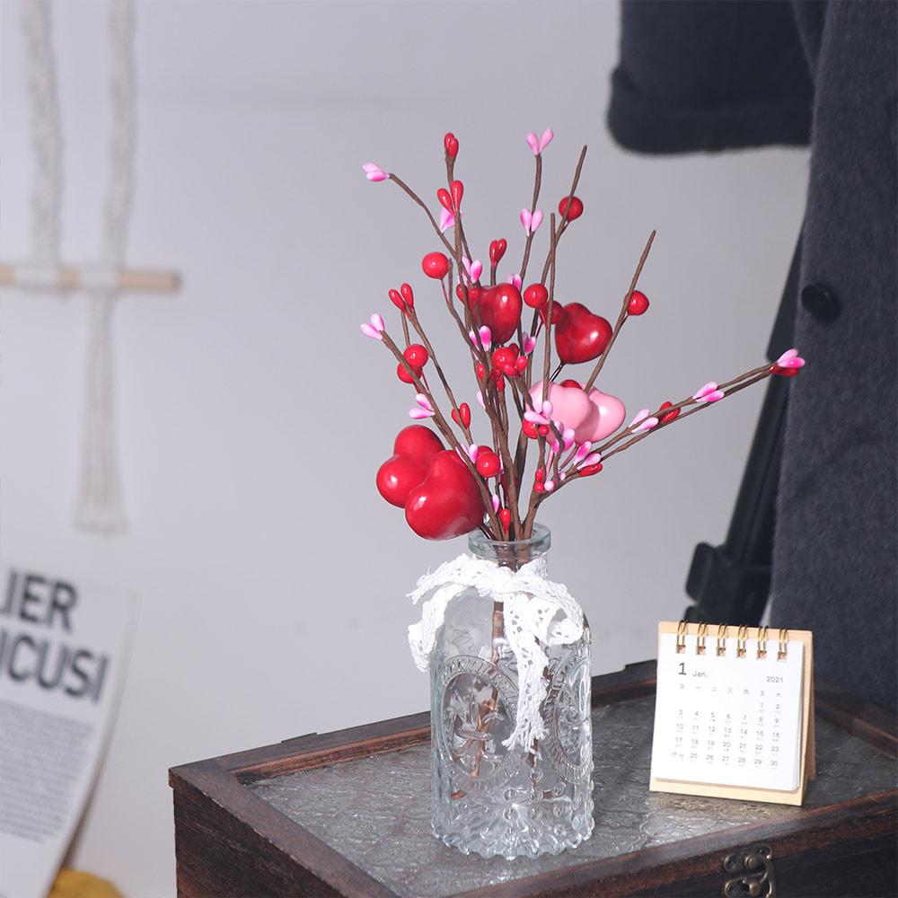 4Pcs Festival Artificial Heart Shaped Branches Happy Valentine's Day Decor  Home Living Room