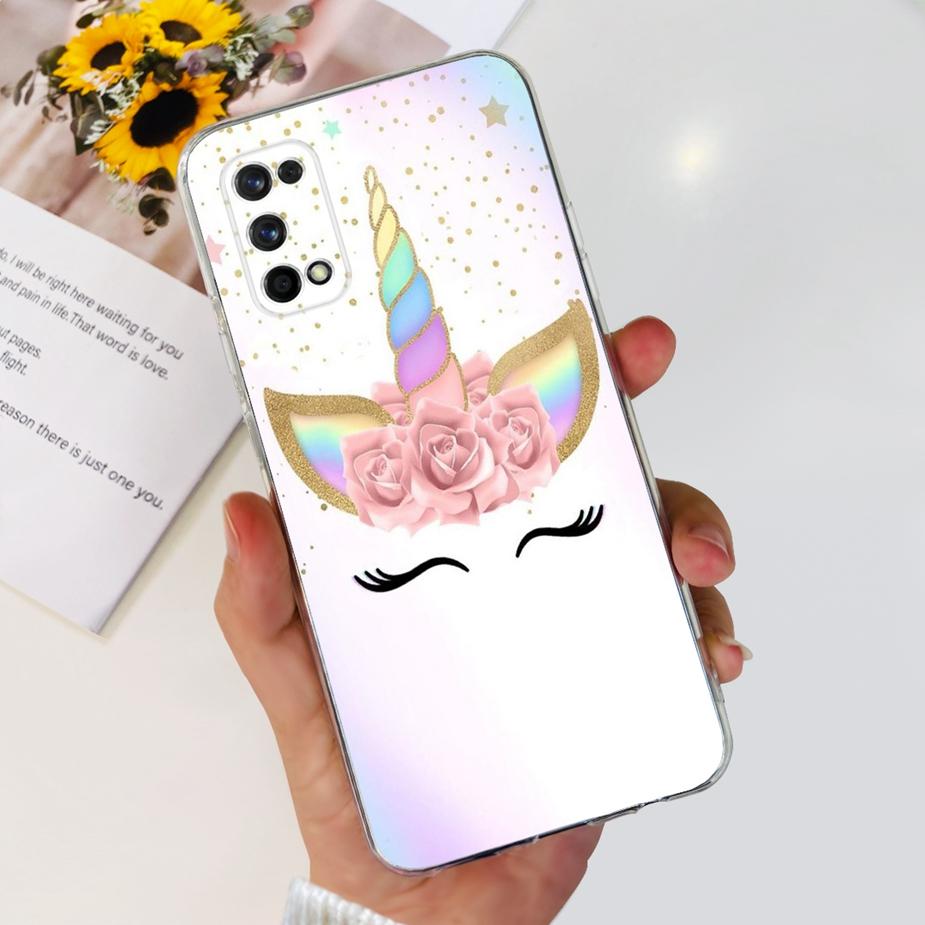 For Realme 7 Pro Case RMX2170 Cute Cat Flowers Painted Cover Clear Silicone Soft TPU Phone Case For Realme 7 Pro Realme7 5G Bags