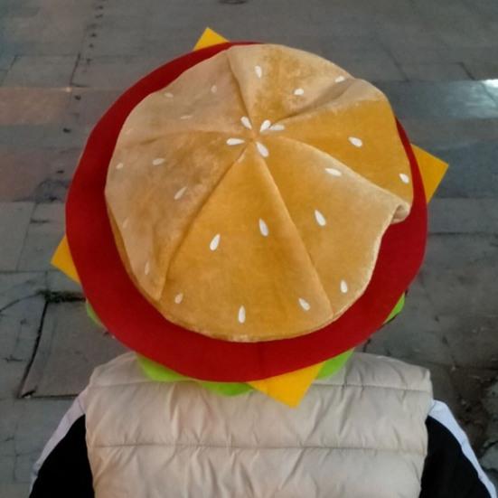Adults Hamburger Hat Cute Funny Realistic Cozy Stretchy Costume Accessories Soft Men Women Fast Food Hamburger Cap for Gift