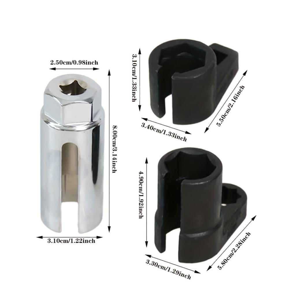 3-piece Oxygen Sensor Socket 6-point Wrench 1/2 Inch and 3/8 Inch Drive 22mm Universal Oxygen Sensor Switch Socket