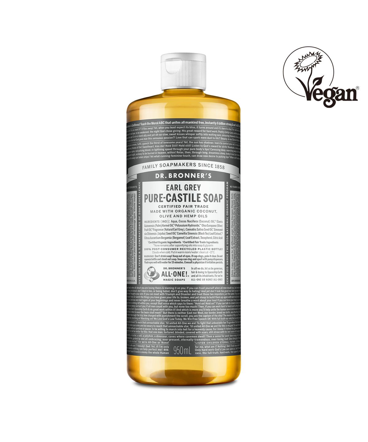 [Face & Body Cleanser] Earl Grey Pure Castile Soap 950ml Earl Grey 950ml