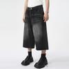 | American High Street Whitened Washed Silhouette Wide Legs Loose Seven-point Jeans