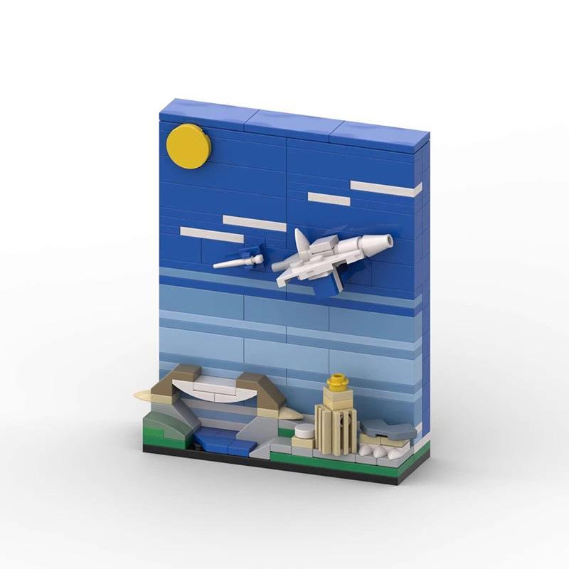 Creative Small Scene Building Blocks Suspension Bridge City Postcard Assembly Assembly Toy Ornaments