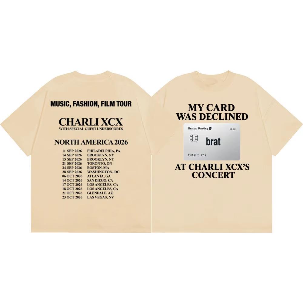 2026 Hot Sale Charli Xcx Music Fashion Film Tour T-shirt Men Women Hip Hop Crew Neck Casual T Shirt Casual Loose Short Sleeve Crew Neck Summer Tops