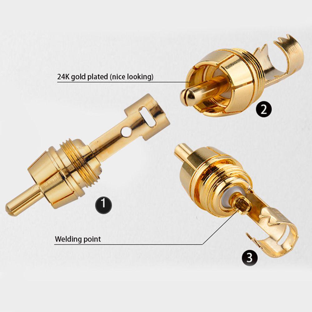 HI-FI 6mm RCA Male Adapter Cable Wire Connector Gold Plated RCA Plug