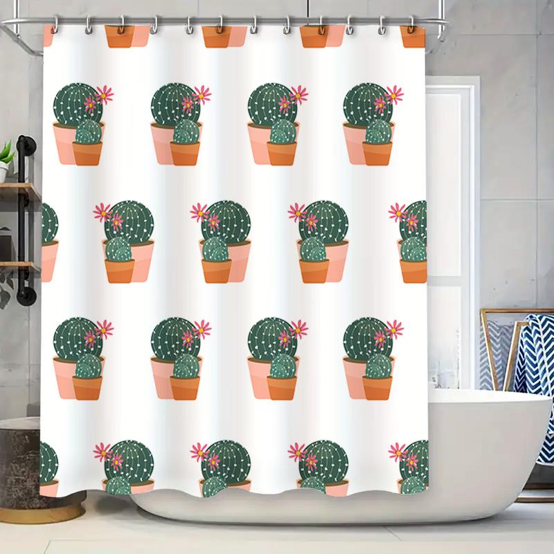 

Cactus Pattern Shower Curtain 3D Printed Bathroom Decor Waterproof Fabric Home Decoration 180X180Cm Set Free Shipping W60H190(CM)-1 Pcs