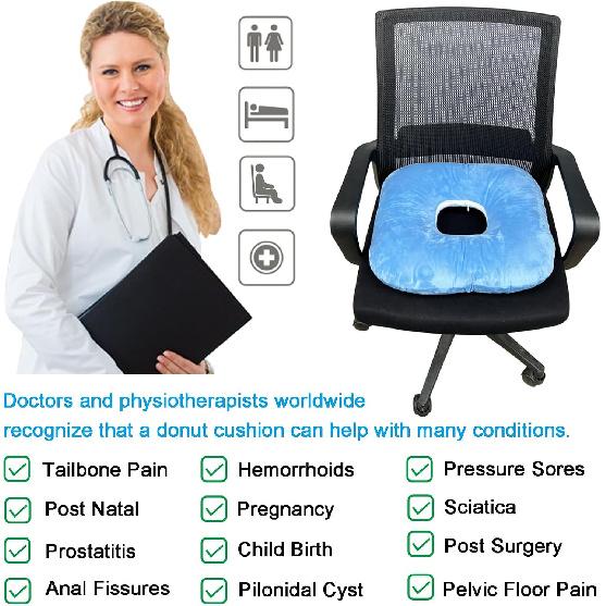 Donut Pillow Hemorrhoid Cushion for Tailbone Pain Relief, Medical Anti-Bedsore Seat Cushion for Pressure Sores, Bedsores, Pregnancy, Disabled &