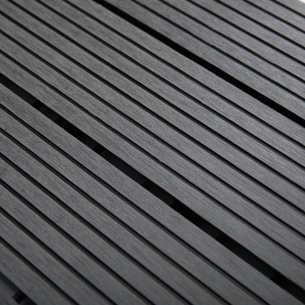 Set of 11 Interlocking Anti-Slip Outdoor Tiles in Recycled HDPE, 30x30x2.2 cm, Grey
