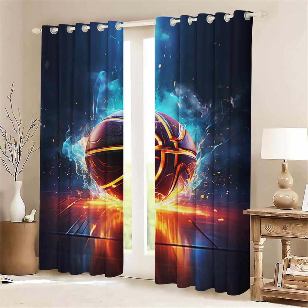 Cartoon Curtain Basketball For Boy 3D Print Bedroom Living Room Window Blackout Partition Style Home Decoration