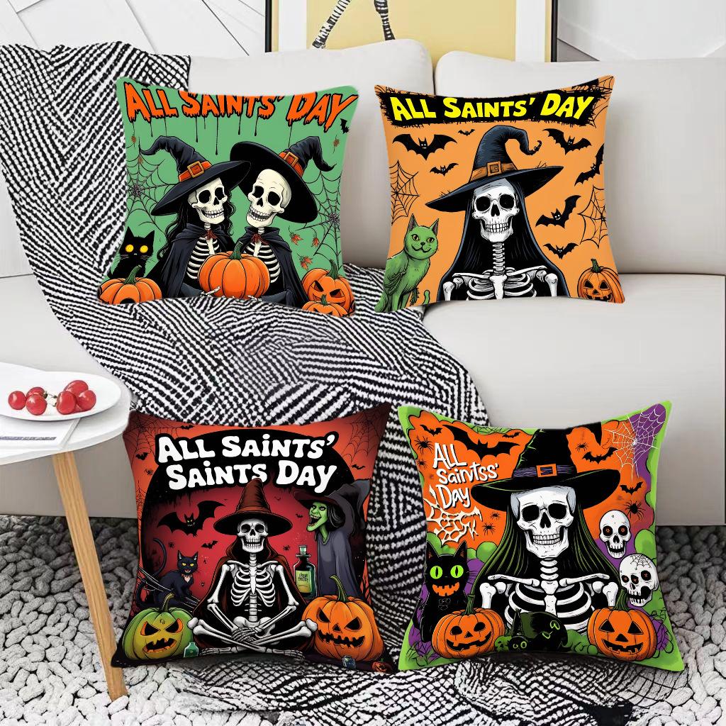 Nytt europeisk og amerikansk stil Halloweenfest Putetrekk Spøkelsesfestival Gresskar Atmosfære Dekorativ Atmosfære Putetrekk