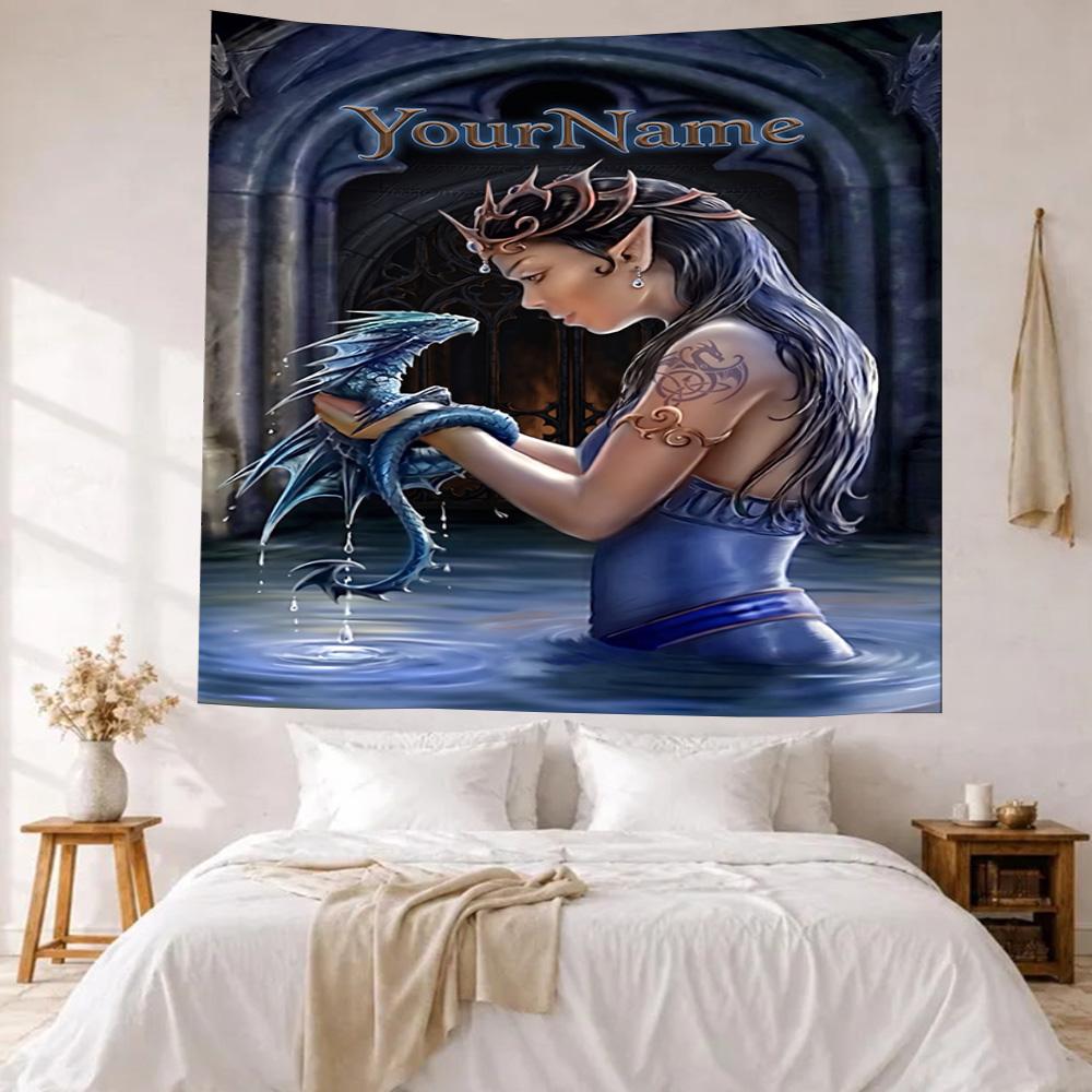 Gothic Illustrations Custom Your Name Wall Decor Tapestry Art For Pet Memorial Birthdaywedding Party Backdrop Family Gift