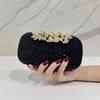 Luxus Hochwertige Diamantbesetzte Spitze Abend-Clutch Tasche Strassblume Hochzeit Perlen Handtasche Bankettkleid Umhängetasche