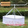 Collapsible Double Layer Clothing Drying Basket With Breathable Fabric For Home Use