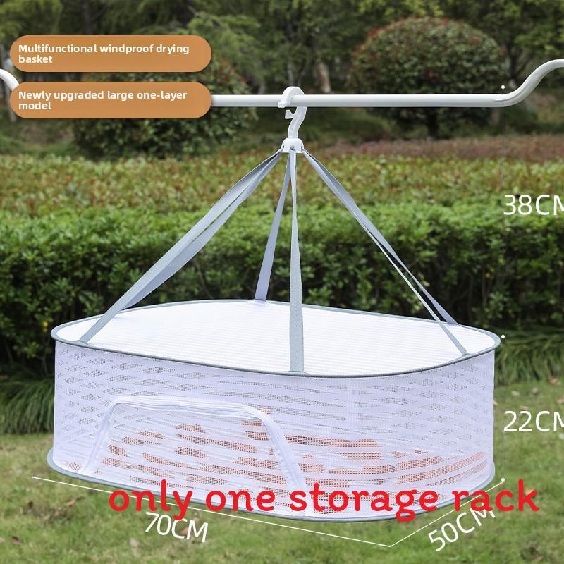 Collapsible Double Layer Clothing Drying Basket With Breathable Fabric For Home Use