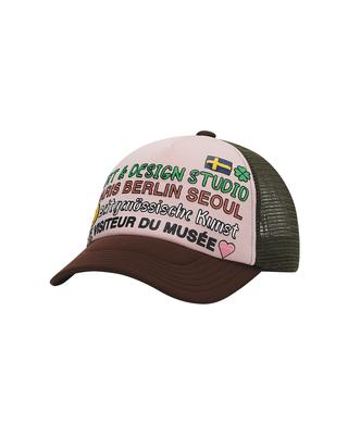 THEMUSEUMVISITOR Color Typo 5 Panel Mesh Cap (Khaki)