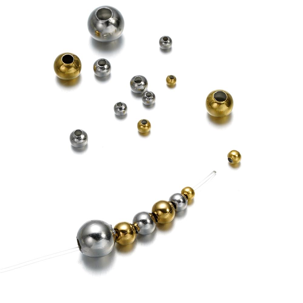 2-8Mm Stainless Steel Round Seed Big Hole Bead Loose Spacer Beads For Diy Jewelry Making Findings Supplies Accessories