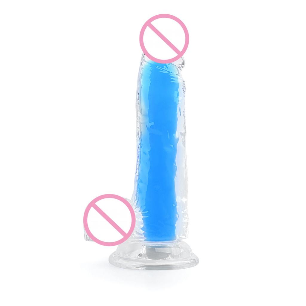 Double-layer Transparent Luminous Dildos Jelly Dick Anal Plug Dilator Sex Toys for Men Women Erotic Clitoris Vaginal Masturbator