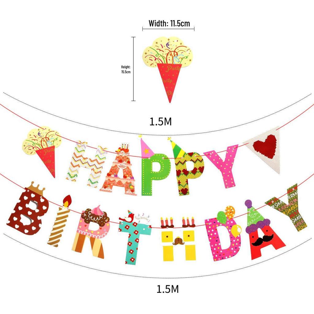 Birthday & Holiday Fishtail Bunting Banner for Parties