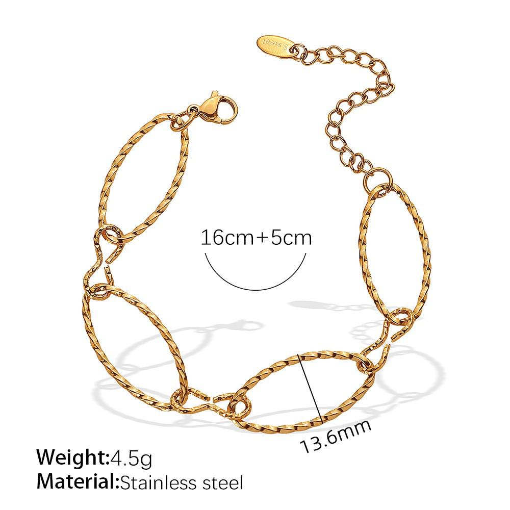 Trendy Embossed O-Chain Stainless Steel Bracelet - Simple, Fashionable Unisex Jewelry