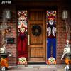 2D Flat, 2D Flat 2pcs Banner, Day of the Dead Sugar Skull Couple Porch Couplet, Mexican Day of the Dead Themed Hanging Cloth, Vintage Costume Skull Fl