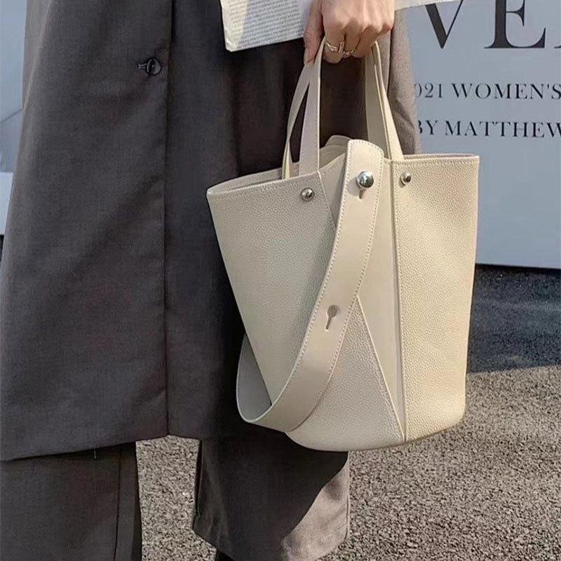 White Bucket Small Bag Women's 2025 New High-end Niche Design Texture Crossbody Portable Mini Commute To Work