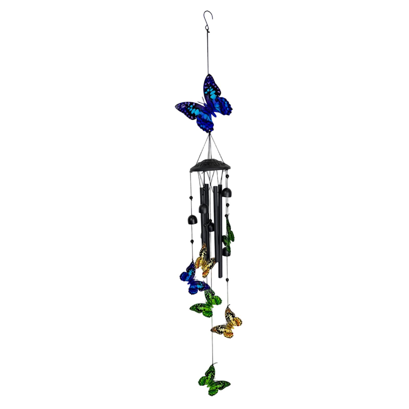 

Metal Wind Chime Hanging Decoration with Painted Hummingbird Figurines Outdoor Indoor Garden Patio Porch Accessory One Size