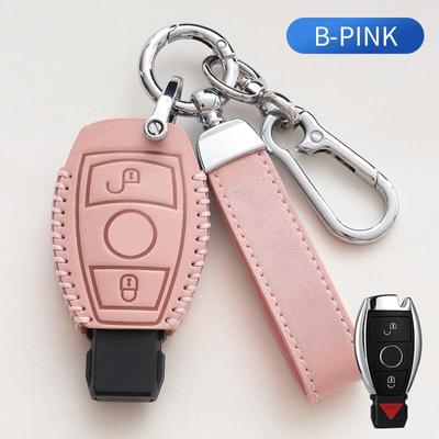 För Benz W203 W204 W212 C180 GLK300 CLS CLK CLA SLK C S E-klass 2 knappar Läder Bilnyckelfodral Skyddsskal Tillbehör