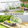 Metal Planter Box with Cover, Raised Garden Bed with Greenhouse, for Herbs and Vegetables, White and Dark Grey
