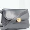 CELINE Vintage Macadam Triomphe Gold Hardware Flap One Semi Shoulder Bag Leather Black Women's Men's Unisex