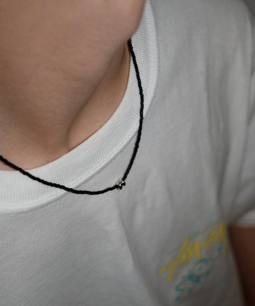 Ourpierre Silver Donut Necklace Black (M)