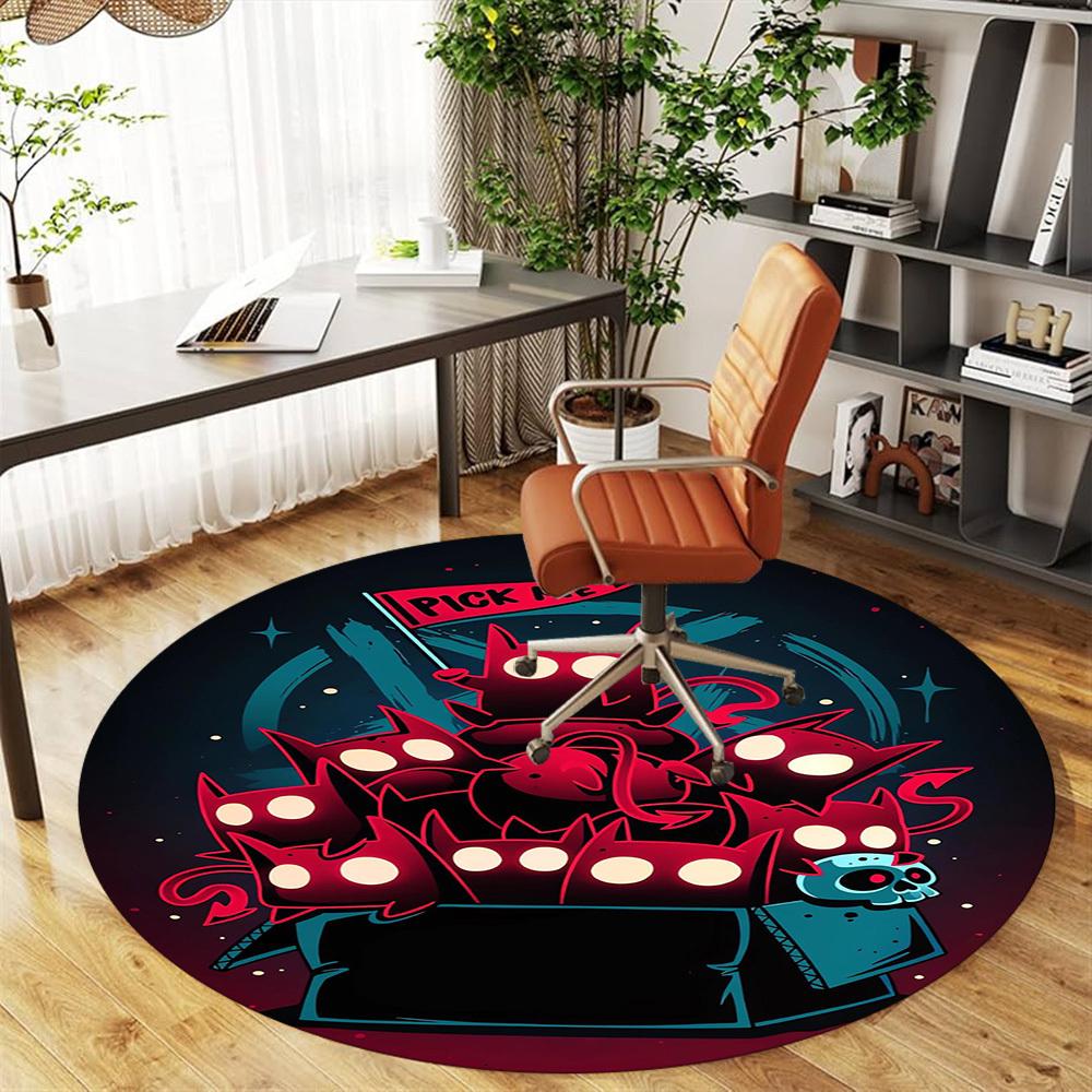 1PC Free Demon Box Round Chair Mat Area Rug - Non-Slip, Floor Mat for Office, Bedroom, Home Decor Christmas Gift C0528126