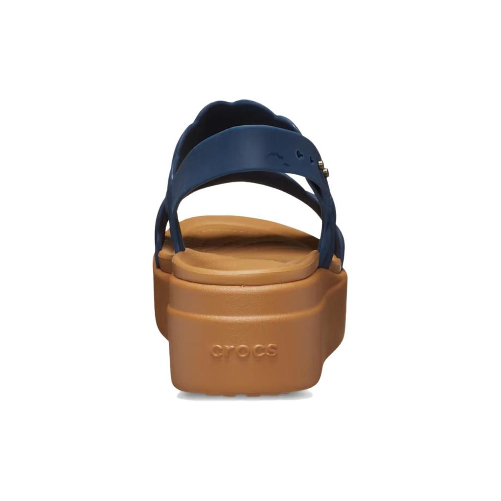 Crocs Round Toe Wedge Buckle Slide Sandals Women Sandals Navy-Blue 209977-410