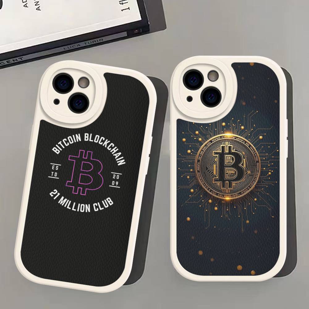 Bitcoin Phone Case Hard Leather For IPhone 14 13 16 Mini 15 14 11 12 Pro Max Plus Fundas
