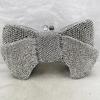 WHTUOHENG Borsa da sera a forma di fiocco con strass argentati Lusso Diamante Party Clutches Borsa da sposa da donna Borse da ballo per signora