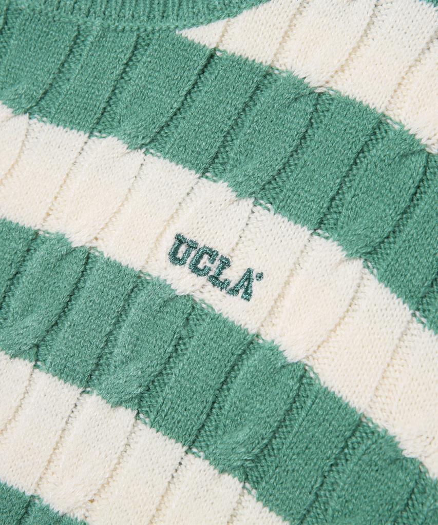 UCLA Women'S Striped Cable Knit Sweater [Green] (Ub1Lk51)