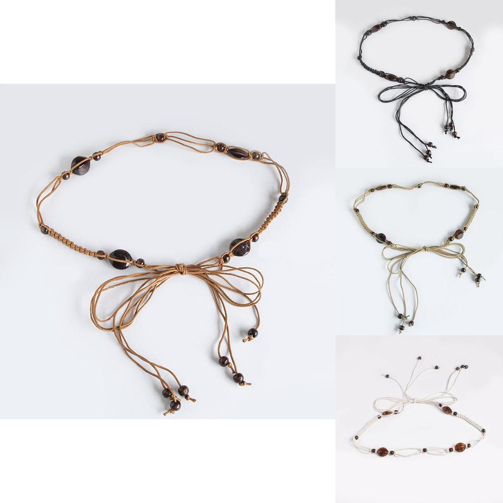 Ethnic Style Handcrafted Waist Rope With Wooden Accents For Boho Summer Fashion