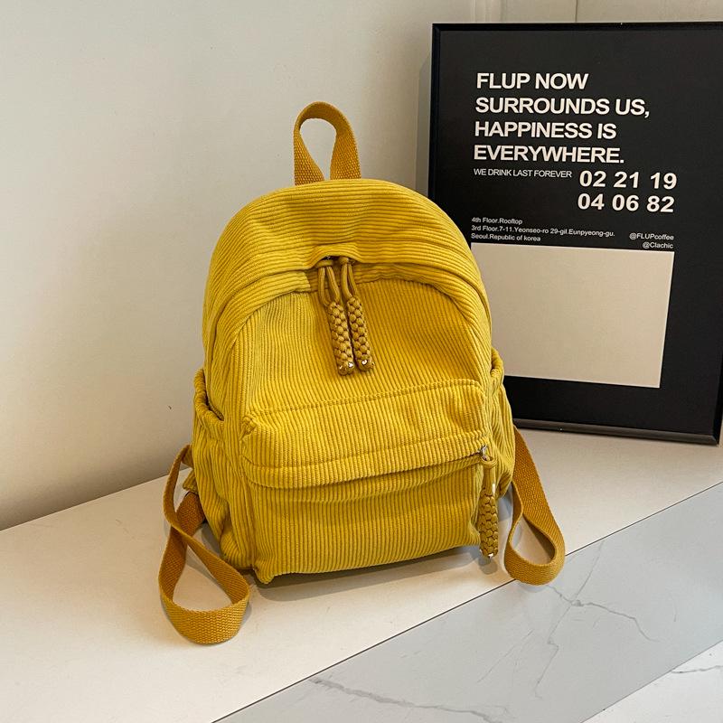 2025 New Fashion Women's Small Corduroy Double Shoulder Backpack