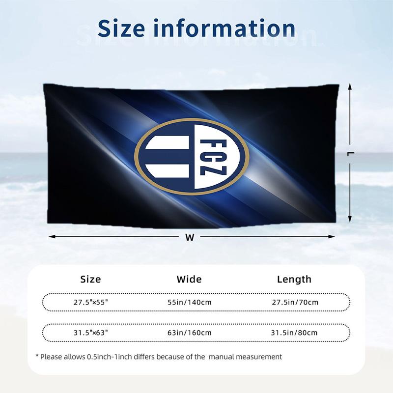 FC Zürich Print Quick Dry Beach Towel Microfiber Absorbent Portable Travel Swimming Towel