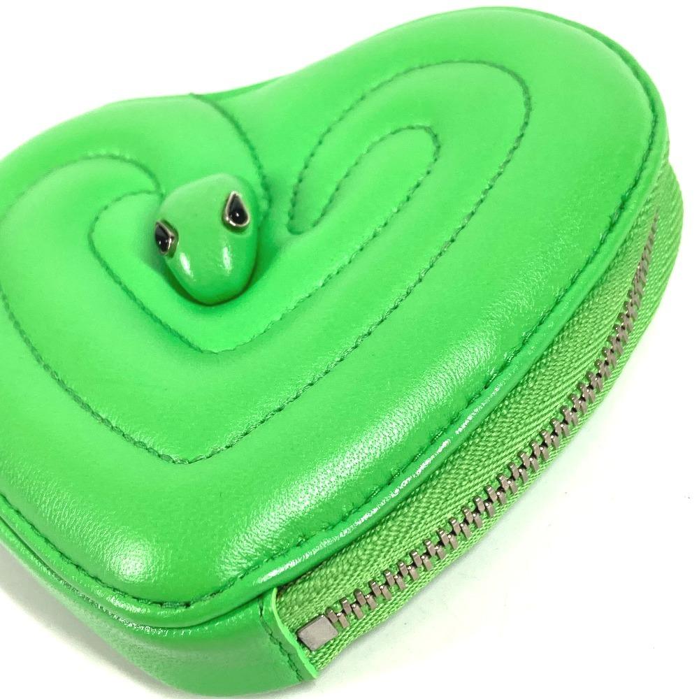 BVLGARI AMBUSH Logo Heart Wallet Coin Compartment coin purse Leather Green