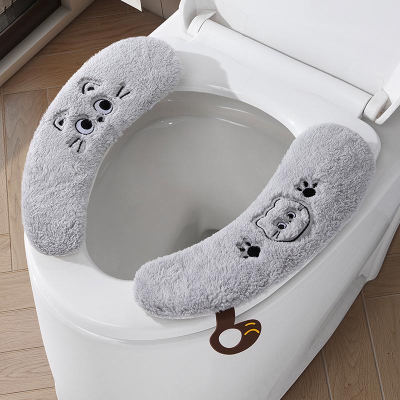 Zimowa Pogrubiona Pluszowa Nakładka na Sedes Domowa Uniwersalna Styl Samoprzylepna Stała Ciepła Pokrowiec na Sedes