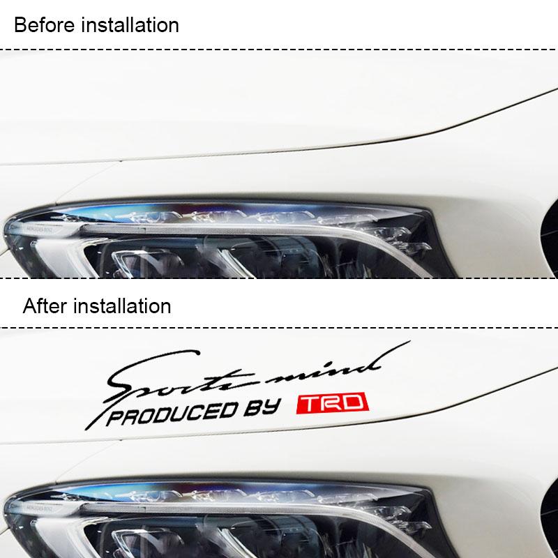 1Pcs Car Front Head Light Eyebrow 3D Sticker Decorator Sport Design For Toyota TRD Century Auris FCV Mirai Premio Yaris Camry