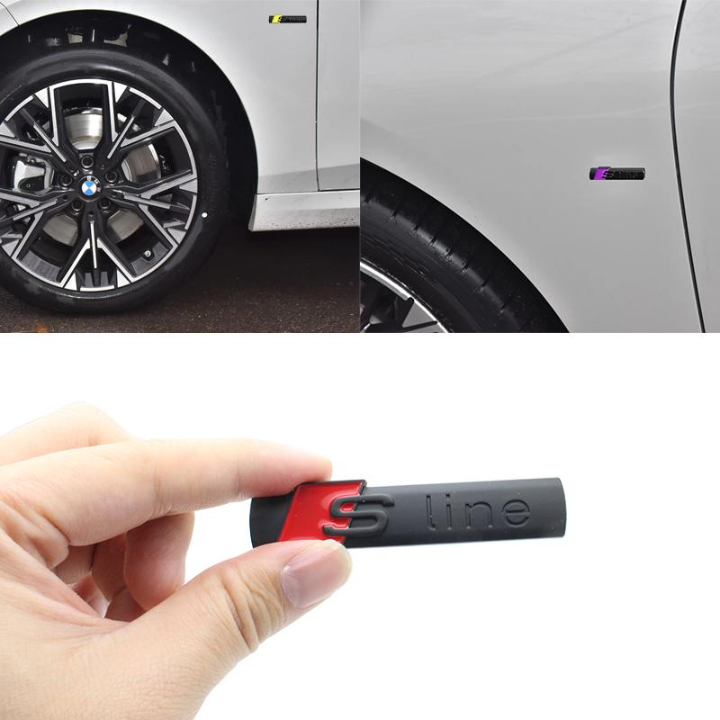 Sline Logo ABS Car Fender Side Badge For Audi A1 A2 A3 A4 A5 A6 A7 A8 TT S3 S4 S5 S6 S7 Q2 Q3 Q5 Q7 Q8 RS3 Decal Emblem Sticker